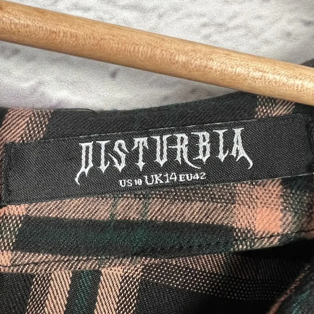 Disturbia Womens 10 Grunge Academia Witchy Edgy Emo Plaid Fit & Flare Mini Dress - Picture 7 of 10